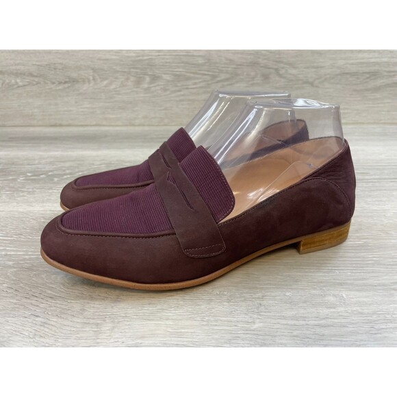 Clarks Pure Iris Women's US 7M Purple Leather Slip-On Driving Penny Loafer Shoes - Picture 3 of 10